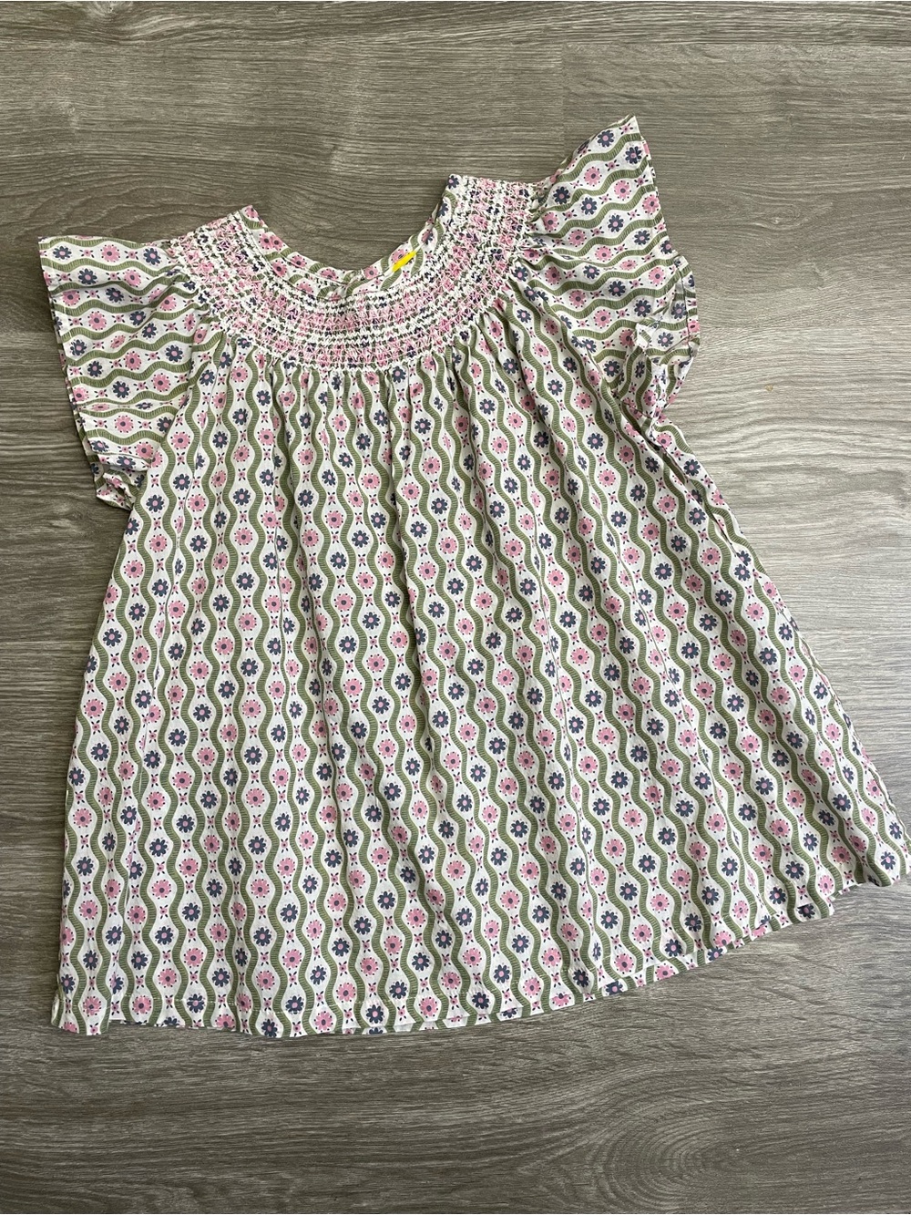 Mini Boden Smocked Floral Cotton Sleeveless Tunic Top Girls’ Size 9-10